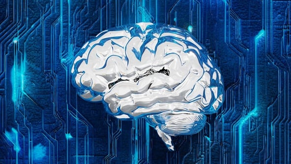 AI skills, brain on a circuit board