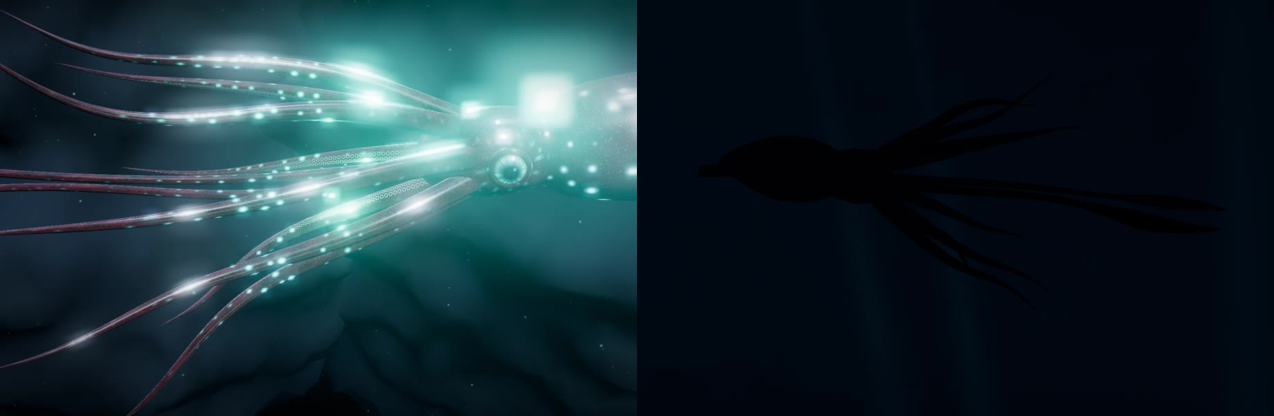 Round 2: Claude Opus 5.5 on the left, GPT-6 Astra's unlit silhouette on the right